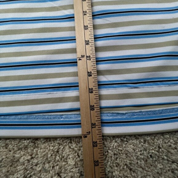 Footjoy Polo Shirt Mens Large Blue Beige Striped Short Sleeve Amelia Island Club - Picture 4 of 16